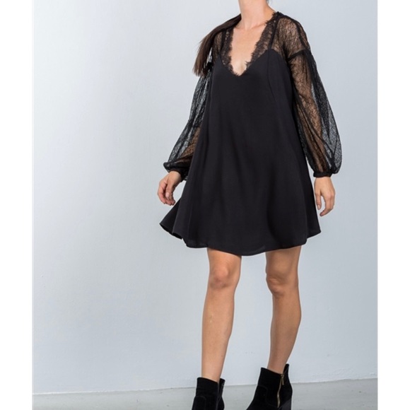 ♥️SALE♥️NWT Mustard Seed Black Lacy Dress - Picture 4 of 11